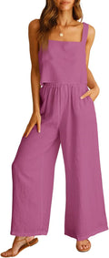 Linen Rayon 2-Piece Women's Lounge Set - Crop Tank & Wide Pants