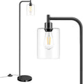 Industrial Floor Lamp with Hanging Glass Shade for Home Decor