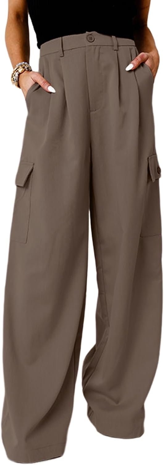 Dokotoo Womens High Waisted Wide Leg Cargo Pants for Style