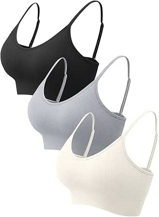 OQQ Women's 3 Piece Cami Crop Top for Active Lifestyle