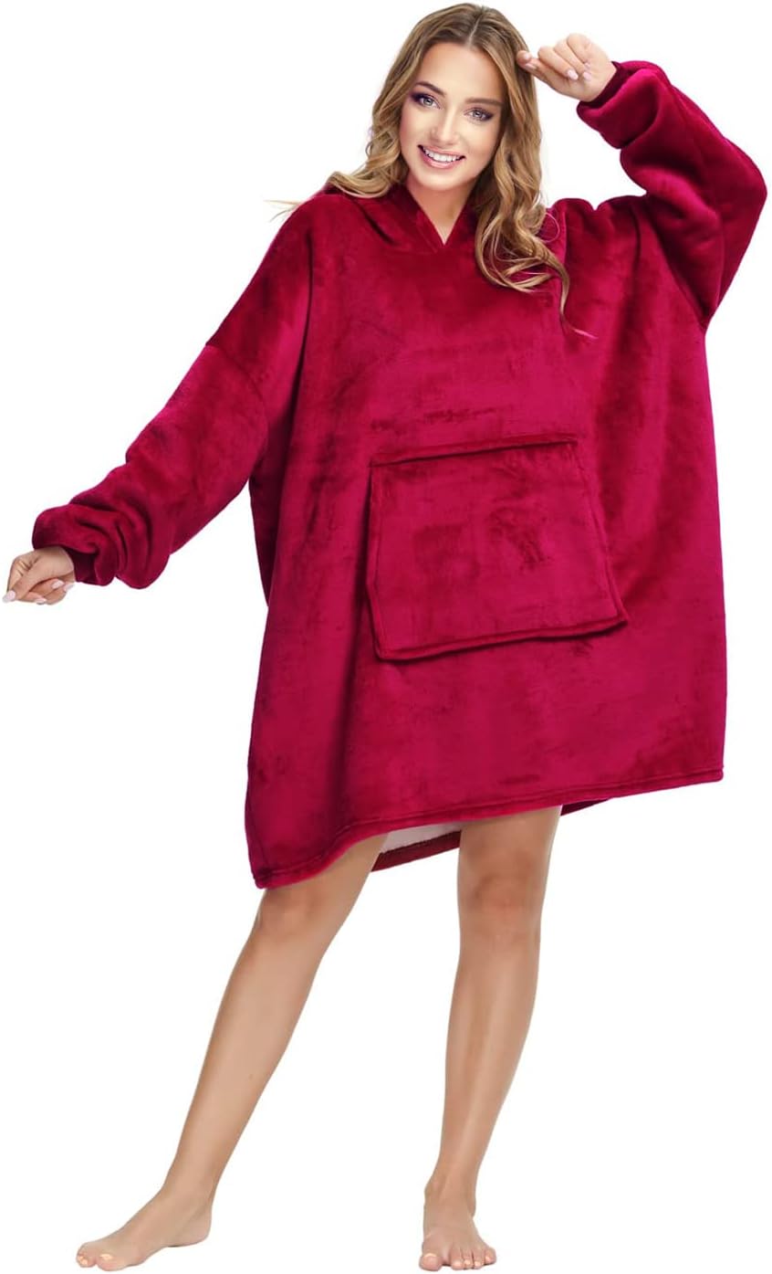 Andenley Wearable Blanket Hoodie - Cozy Sherpa Fleece