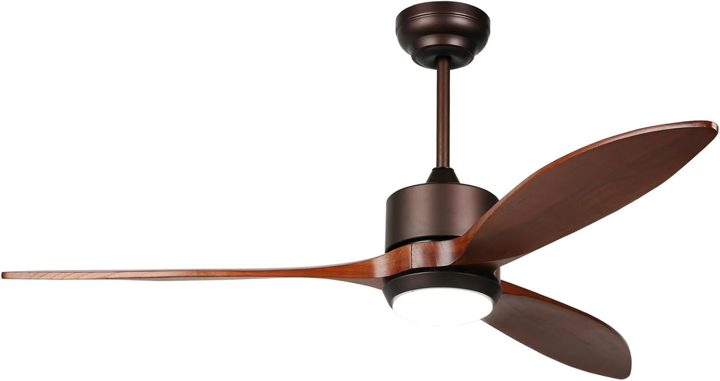 Reiga 52 Inch Smart Wood Ceiling Fan with Light and Remote Control