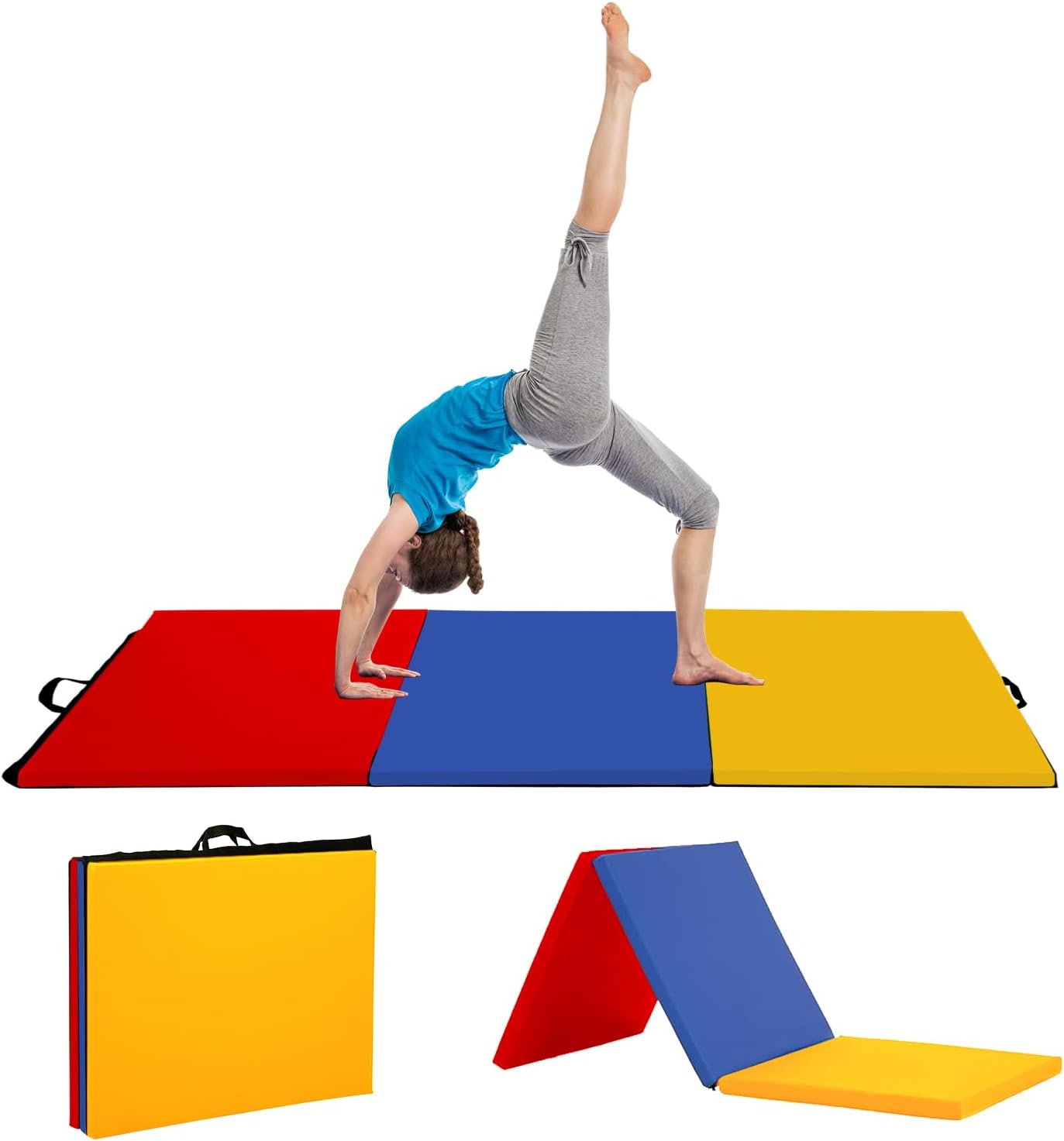 Folding Gymnastics Mat with Handles for All Ages