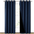 NICETOWN 100% Blackout Curtain Set - Navy Blue 52W x 84L (2 PCs)