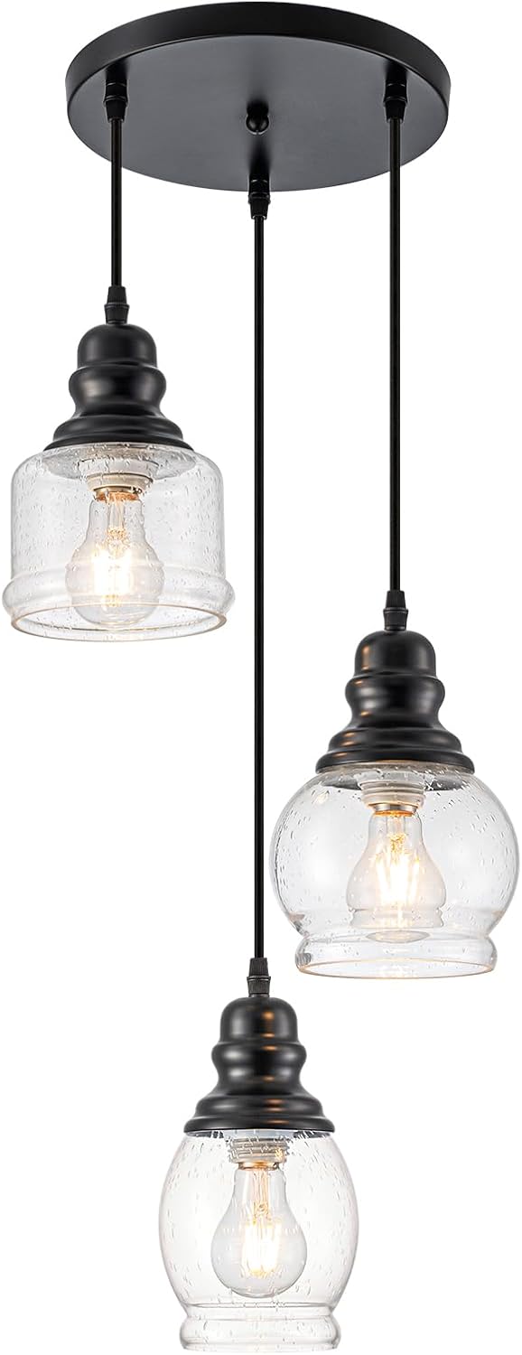 Unique 3 Light Pendant Lighting for Kitchen Island and Dining Room