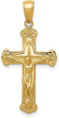 Diamond2Deal 14k Yellow Gold Crucifix Jesus on Engraved Cross Pendant