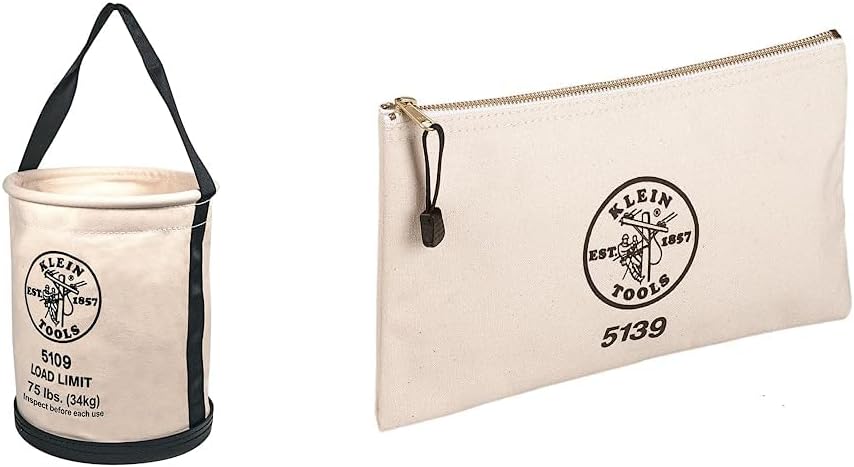 Klein Tools Canvas Bucket and Zipper Bag for Heavy-Duty Use