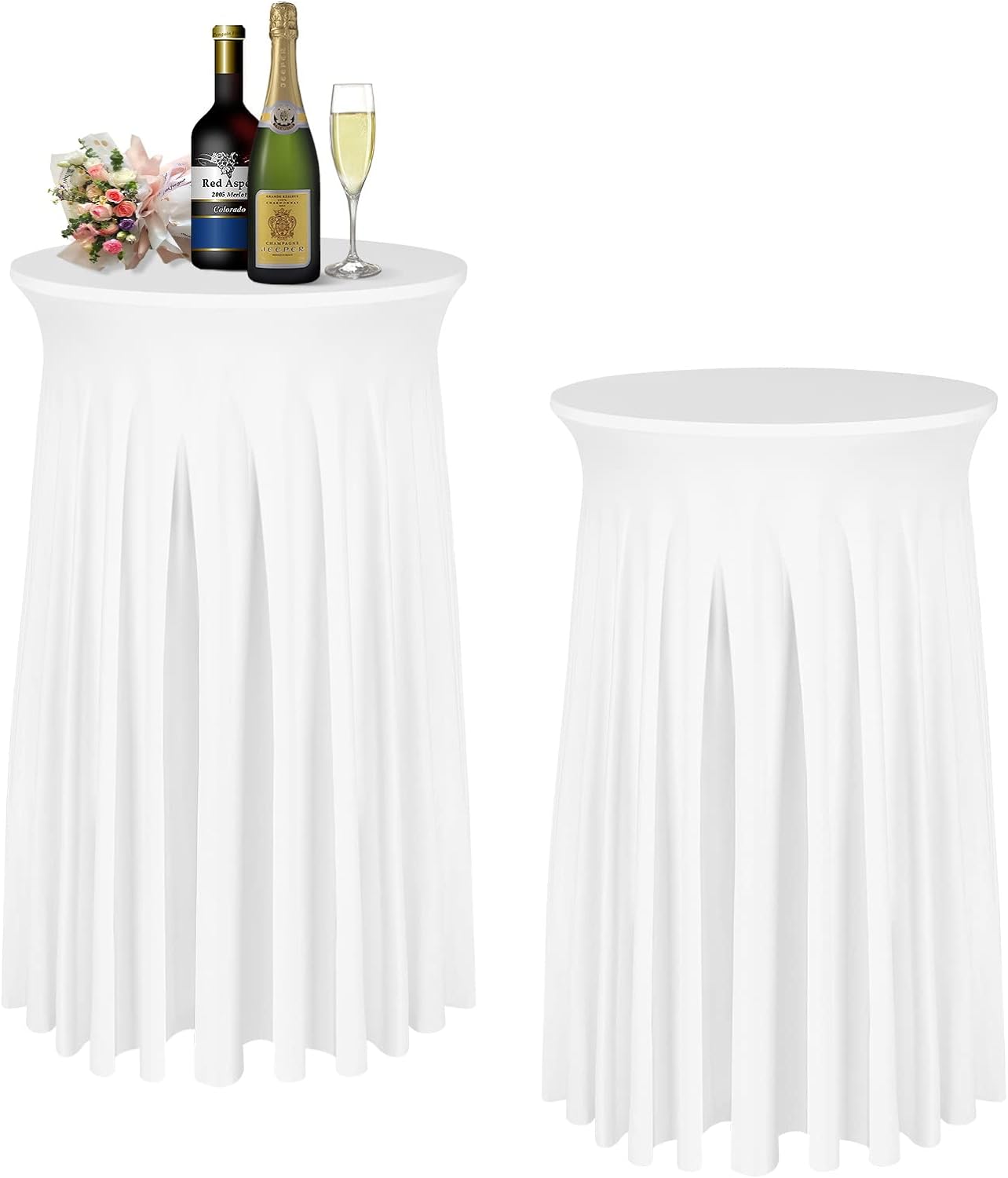 2 Pack White Cocktail Table Covers - Elegant Skirts for Parties