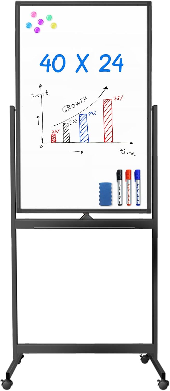 maxtek Magnetic Mobile White Board for Home Office & Classroom
