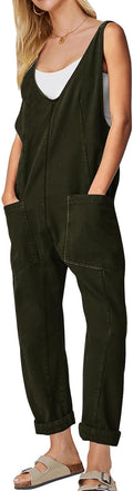 Womens High Roller Denim Bib Jumpsuits Casual Loose Sleeveless