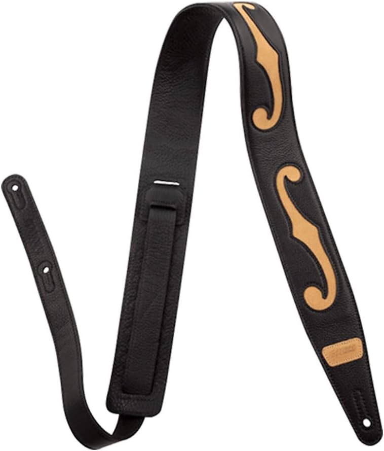 Gretsch F-Holes Leather Strap - Adjustable Black Tan Design