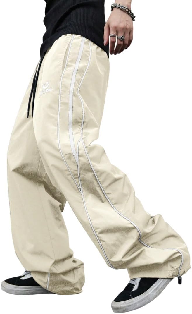 ZAFUL Mens Baggy Pants Y2K Contrast Piping Drawstring Sweatpants