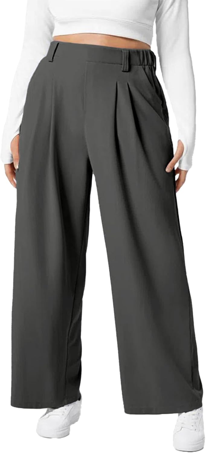Eytino Womens Plus Size Wide Leg Dress Pants for Comfort