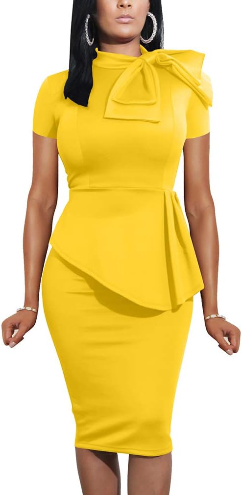 LAGSHIAN Women Fashion Peplum Bodycon Dress for Parties