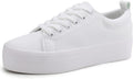 Women Lace Up Platform Sneakers - Comfortable Casual Fashion Shoe