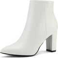 Women's Chunky Heel Ankle Booties with Faux Fur Lining - Comfortable