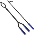 40in Fire Log Tongs and Fire Poker Set - Safe Wood Handling