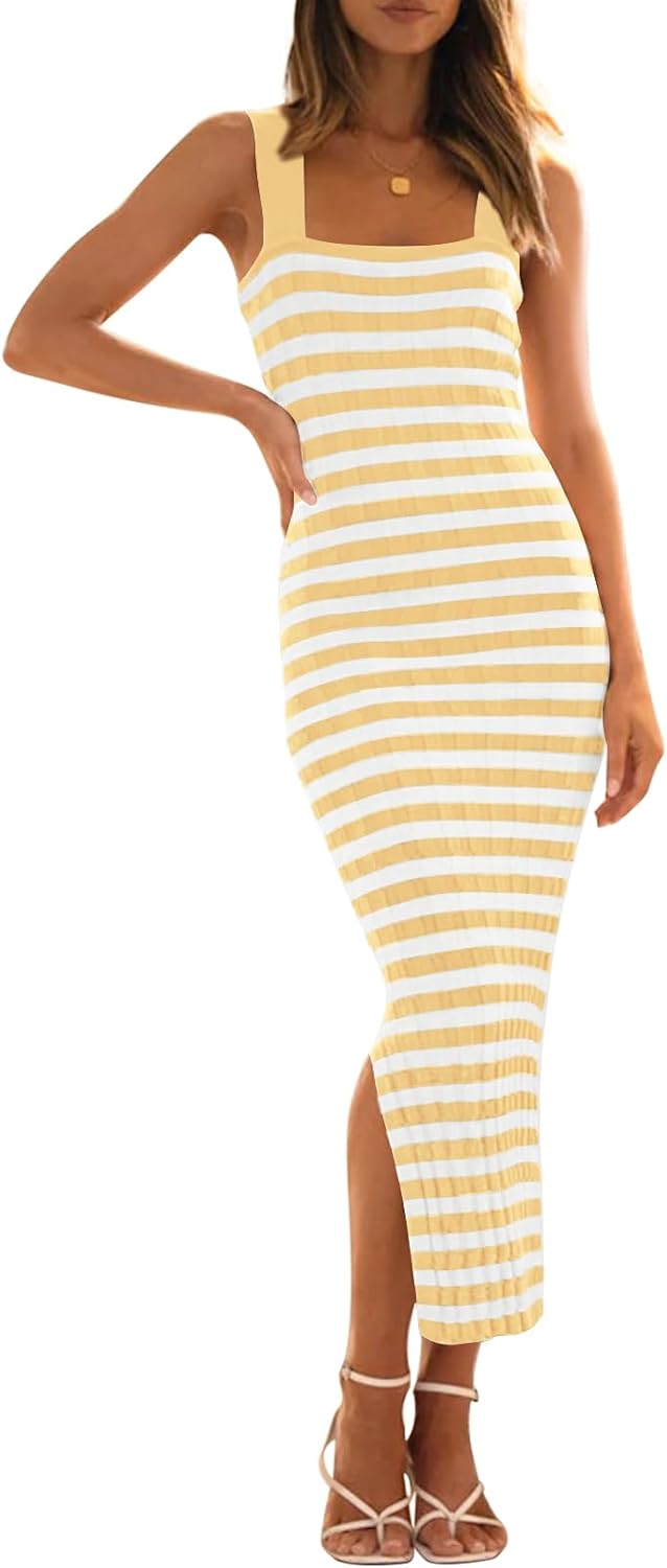 Stylish Women's Bodycon Midi Dress for Summer Vacations
