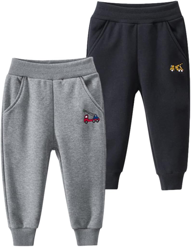 Toddler Boys Cotton Active Jogger Pants 3 Pack for Kids
