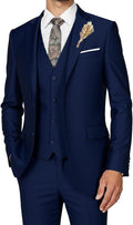 Men's Suits 3 Piece Slim Fit Dress Tuxedo - Navy Blue Slim Fit