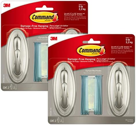 Command Large Brushed Nickel Hooks 2-Pack - Easy Wall Decor Hanging
