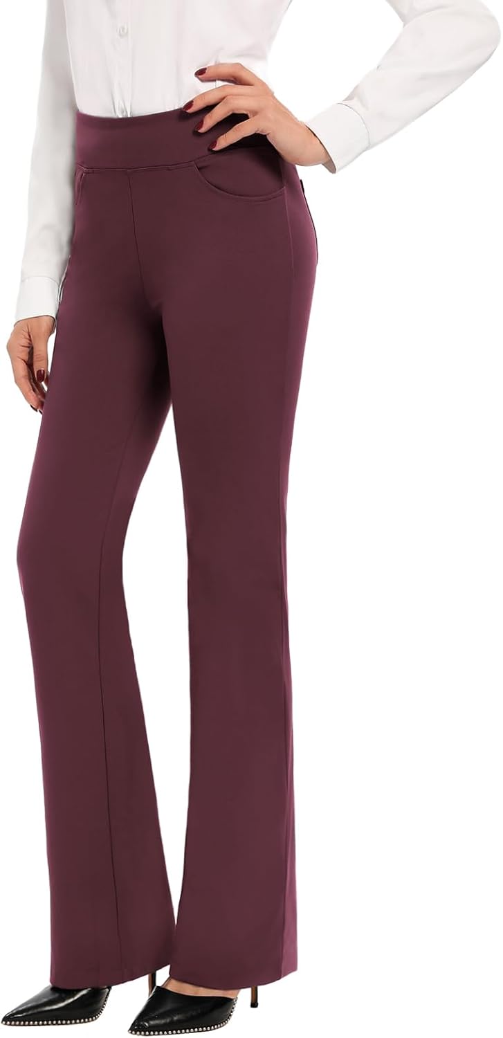 Bootcut Yoga Dress Pants for Women - High Waist Stretch Fit