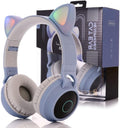 Cat Ear Kids Bluetooth Headphones Wired with Mic for School - Cute LED