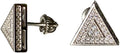 Mens Ladies 14K White Gold Over Silver Lab Diamond Pyramid Earrings