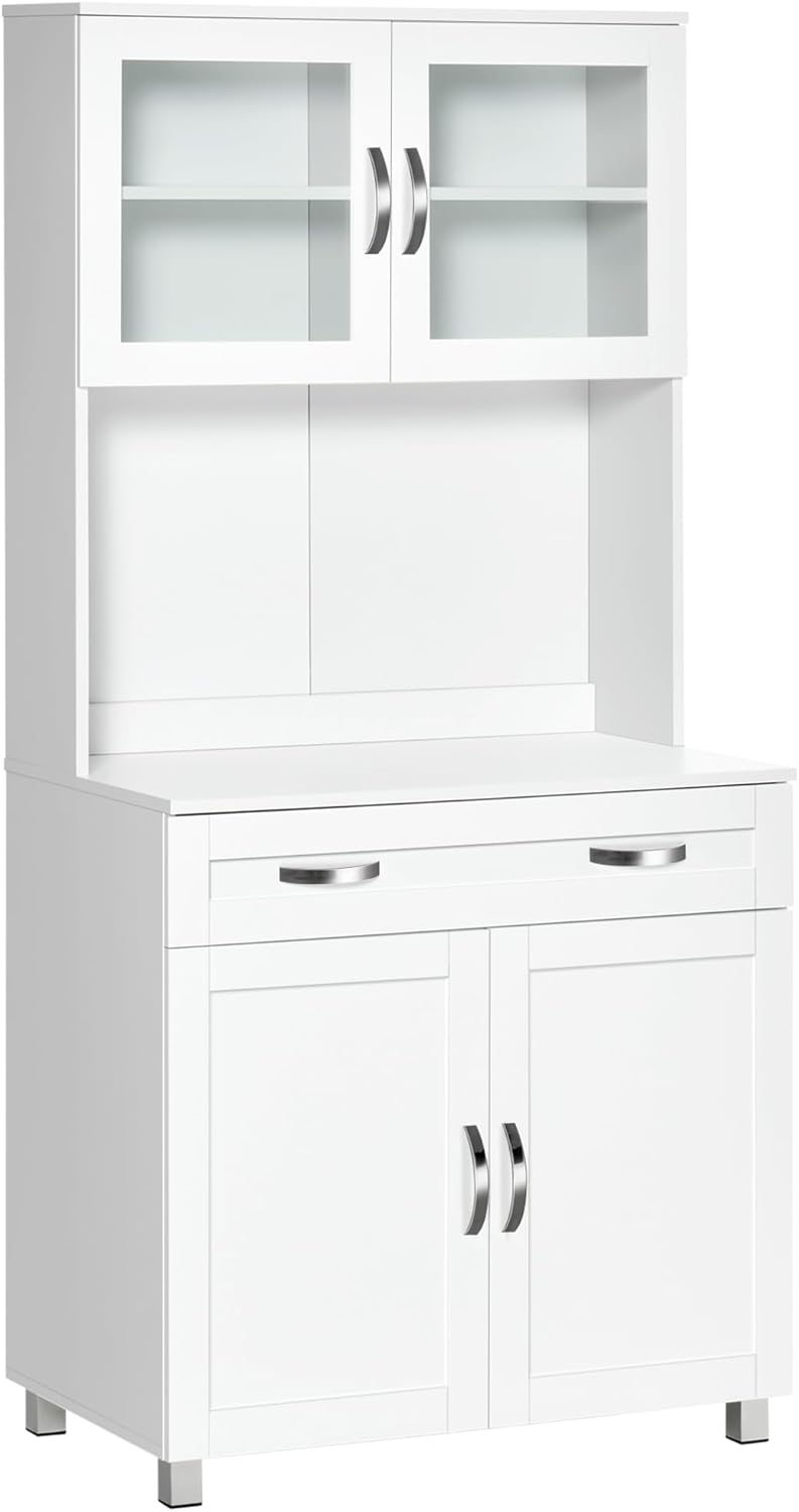 HOMCOM White Pantry Cabinet - Adjustable Storage