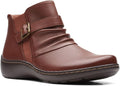 Clarks Women's Cora Rouched Ankle Boot - Comfortable Everyday Heel on