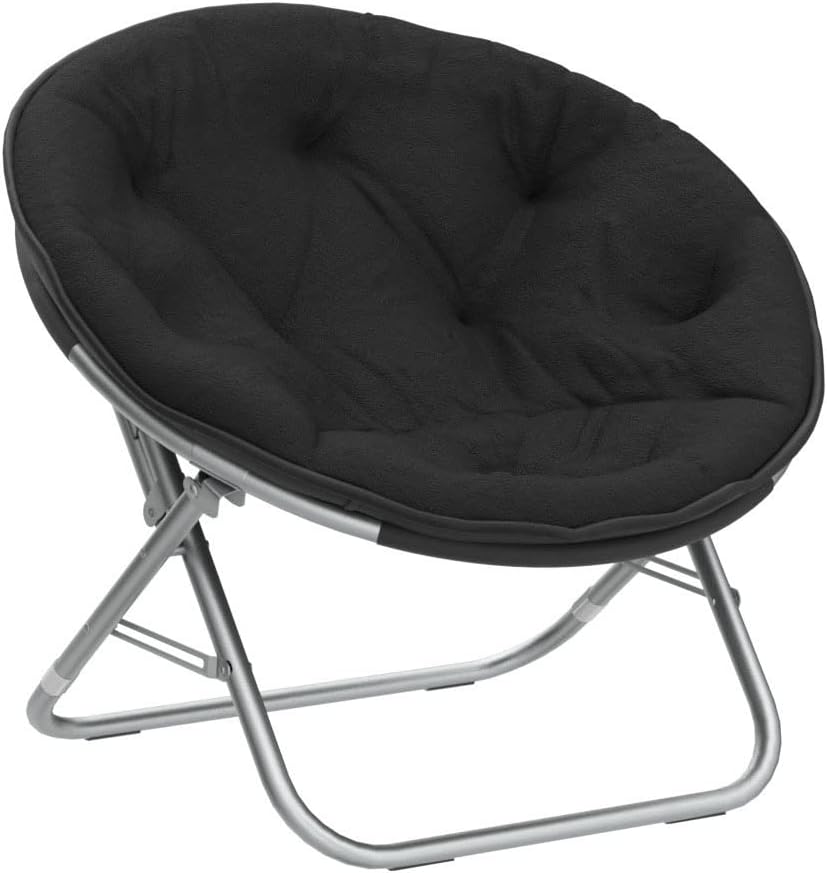 Plush Black Faux Fur Saucer Chair for Chic Urban Living
