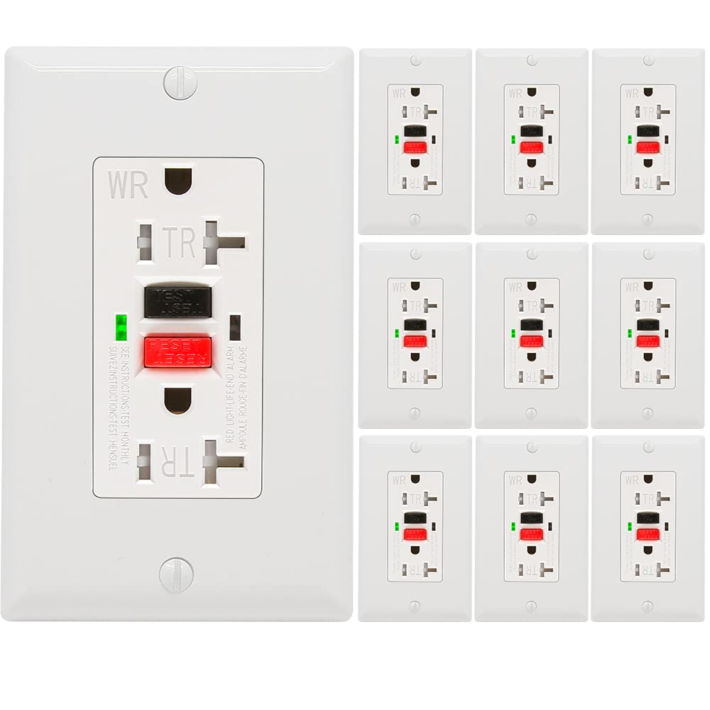 POWAWINI GFCI Outlet 10 Pack - Durable and Weather Resistant