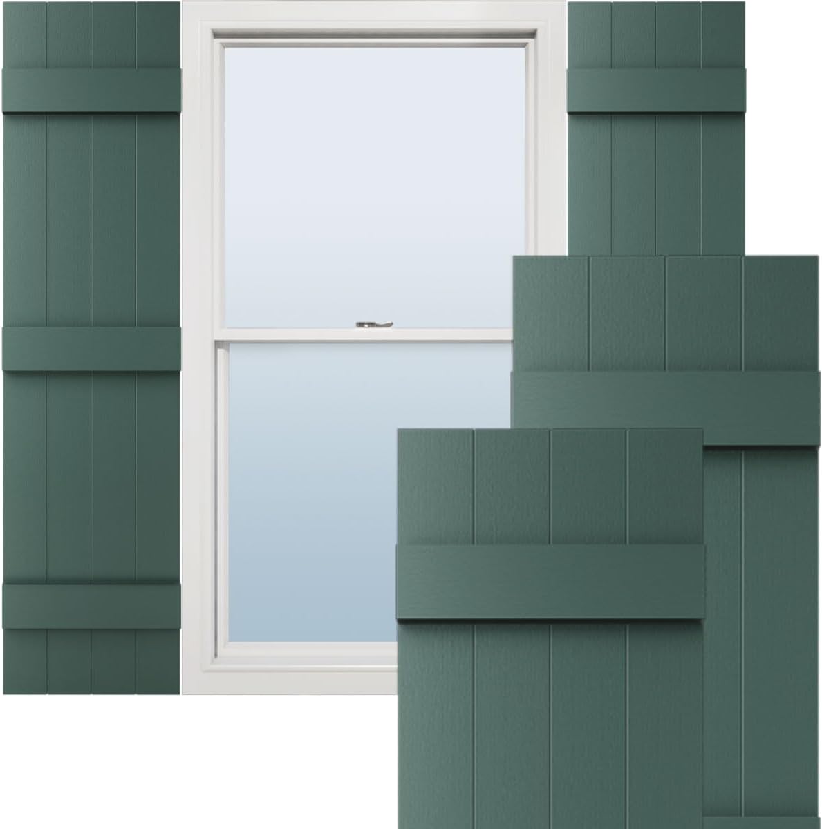 Lifetime Vinyl Board-n-Batten Shutters in Forest Green for Style