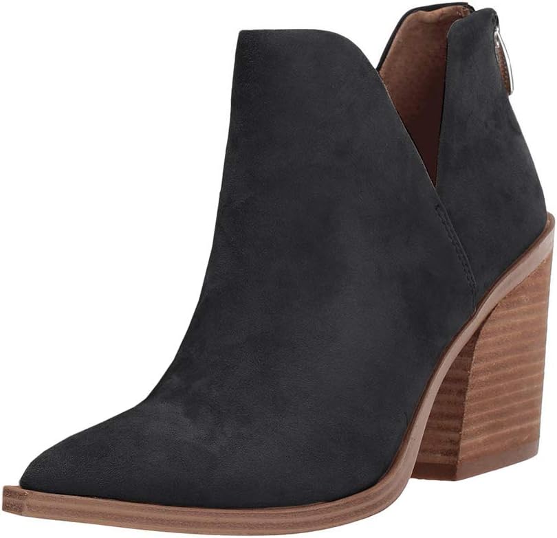 Kathemoi Womens Slip on Ankle Boots with V Cutout Design