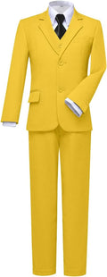 Boys Slim Fit White 5-Piece Suit - Adjustable Waist, Satin Lining