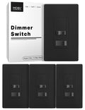 MOES Black Dimmer Light Switches 4 Pack - Dimmable 3-Way & Single Pole