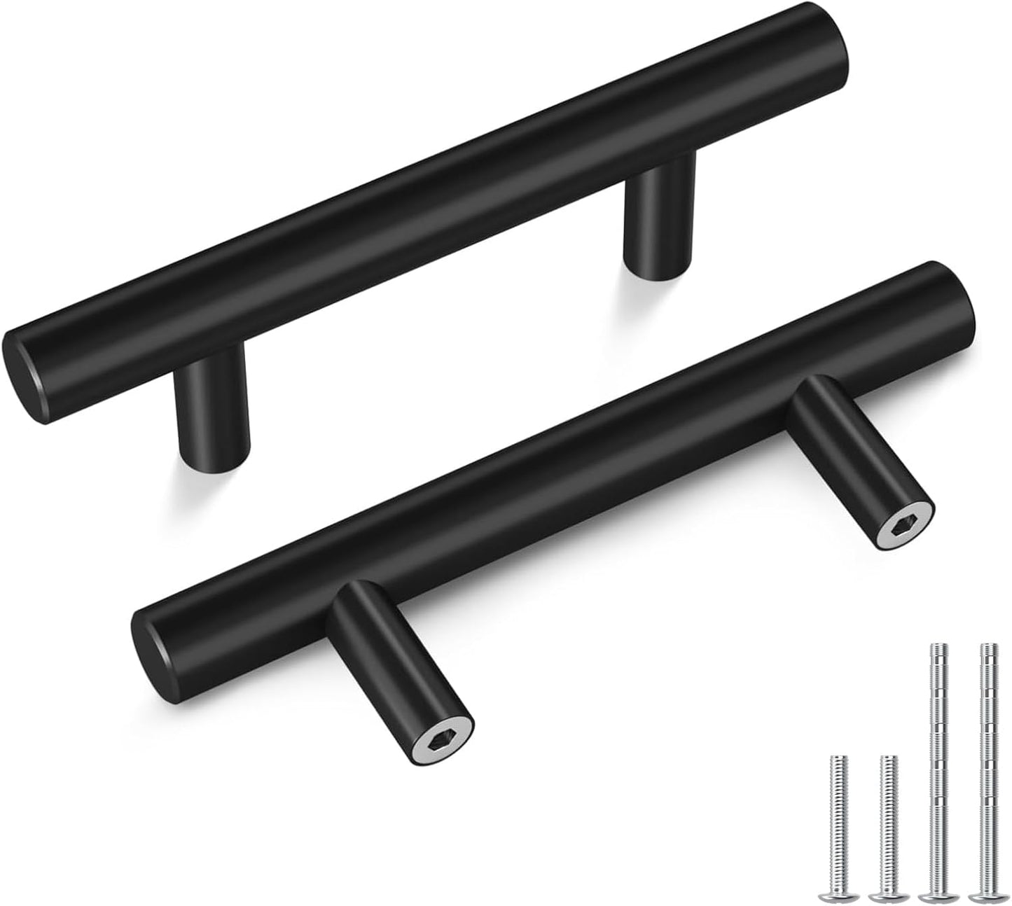 Black Cabinet Pulls - 25 Pack T Bar Drawer Handles for Kitchen