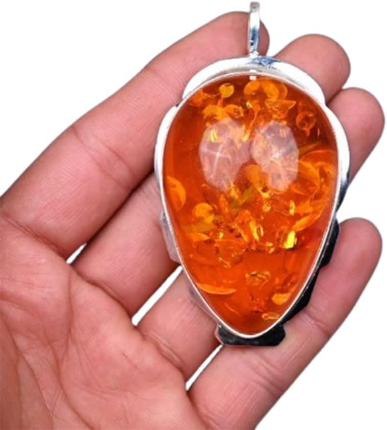 Baltic Amber Pendant Necklace - Handmade Gemstone Jewelry