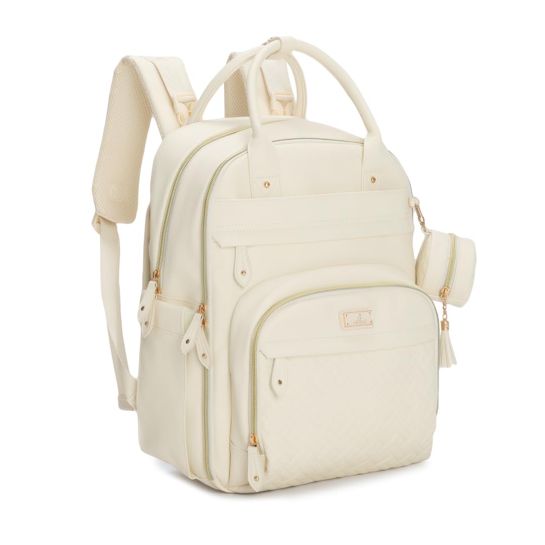 BabbleRoo Leather Diaper Bag Backpack - Stylish Baby Travel Bag