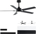 52 in Black Ceiling Fan with Lights and Remote for Modern Homes