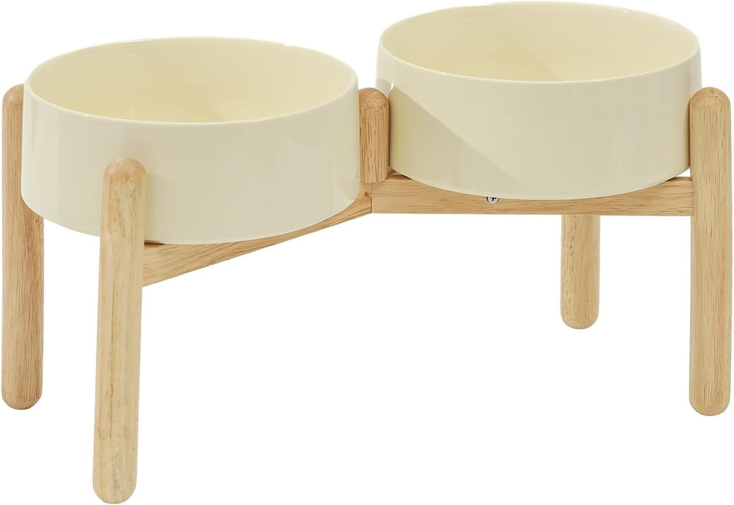 Ceramic Raised Dog Bowl with Stand for Large Breeds - Beige