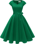 Women Vintage 1950s Swing Dress - Retro Cocktail Cap Sleeve Kingfancy