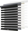 Zebra Window Shades 17in x 72in Black Cordless Dual Layer Roller