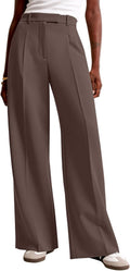 Women Wide Leg High Waisted Business Casual Pants - With Pockets