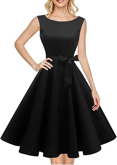 Hanpceirs Women's Boatneck Sleeveless Swing Vintage Dress Review