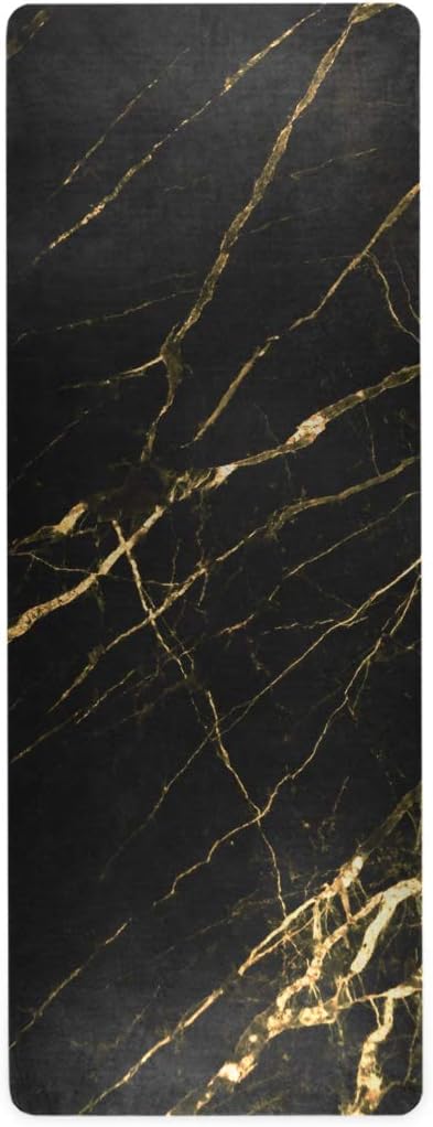 ZOEO Black Marble Yoga Mat - Non Slip & Thick Eco Rubber for Women
