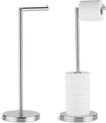 Freestanding Toilet Paper Holder Stand Brushed Steel - 4 Roll Storage
