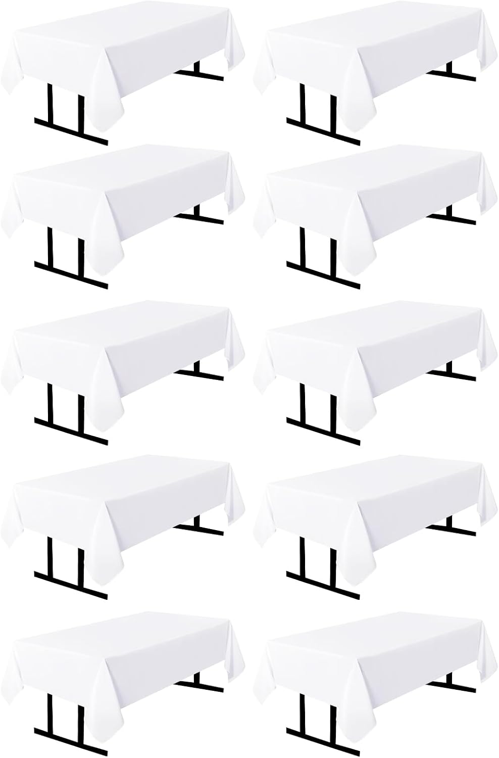 10 Pack White Square Tablecloths for Elegant Events and Parties