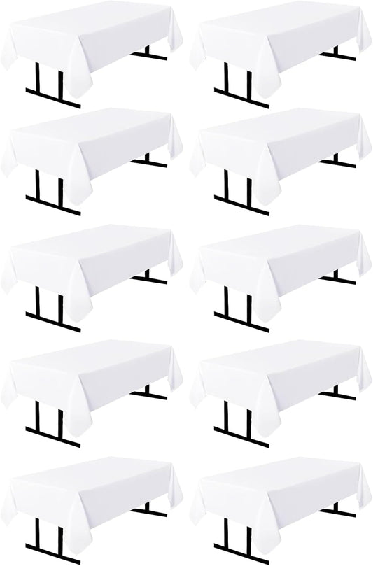 10 Pack White Square Tablecloths for Elegant Events and Parties