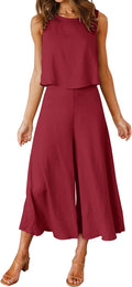 ROYLAMP Women's Summer 2 Piece Outfits Crop Top and Wide Leg